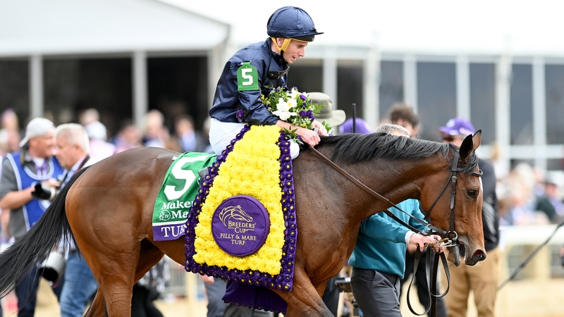 Tuesday, with Ryan Moore aboard, took the Breeders' Cup Filly & Mare Turf