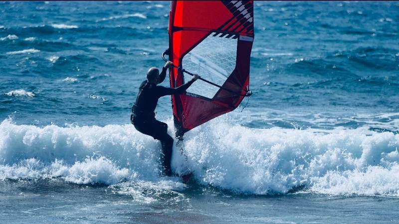 Dr Barra Nevin windsurfing in Roundstone, Conamara