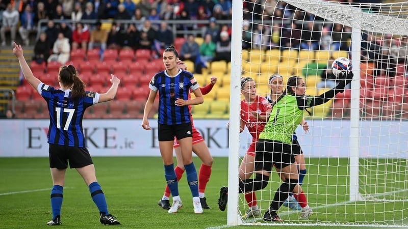 Jessie Stapleton bundles home the first goal