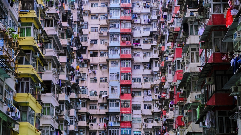 Closely packed apartments seen in Hong Kong