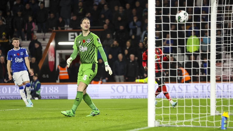 Jamal Lowe's shot beats Everton goalkeeper Asmir Begovic