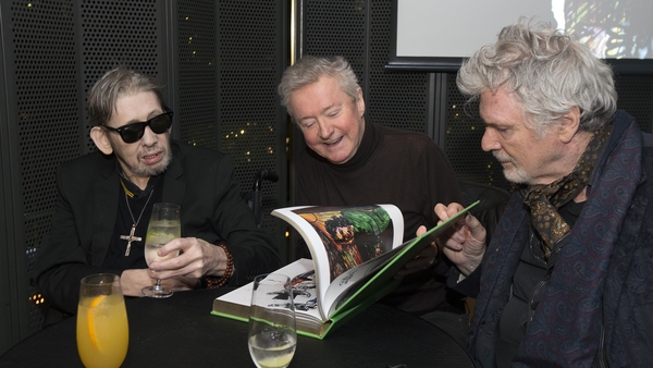 Pictured at the launch of The Eternal Buzz and the Crock of Gold, a limited edition coffee table book featuring the artworks of Shane MacGowan were: Shane MacGowan, Louis Walsh and actor Patrick Bergin. Picture: Tony Gavin