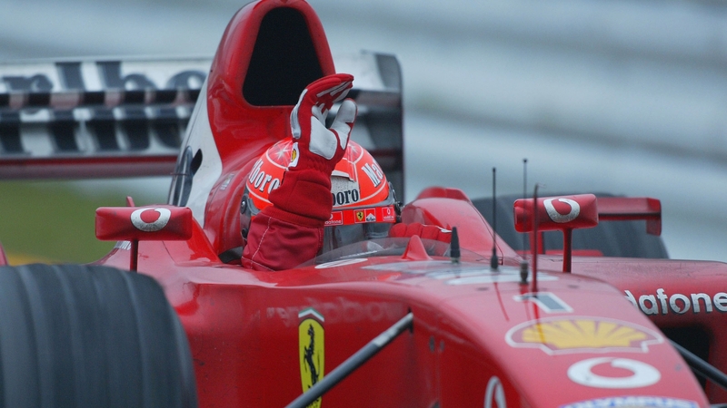 Michael Schumacher in the car after winning the World Championship in 2003 (file image)