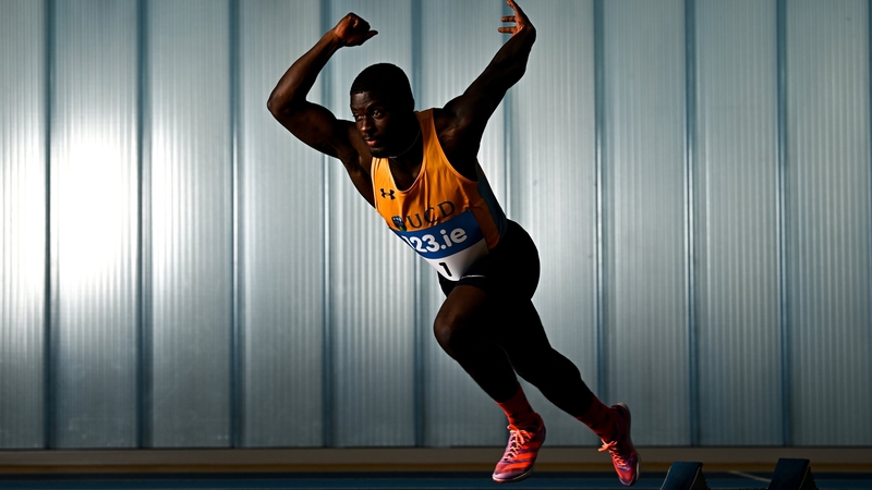Israel Olatunde at the official announcement of 123.ie as national partner of Athletics Ireland