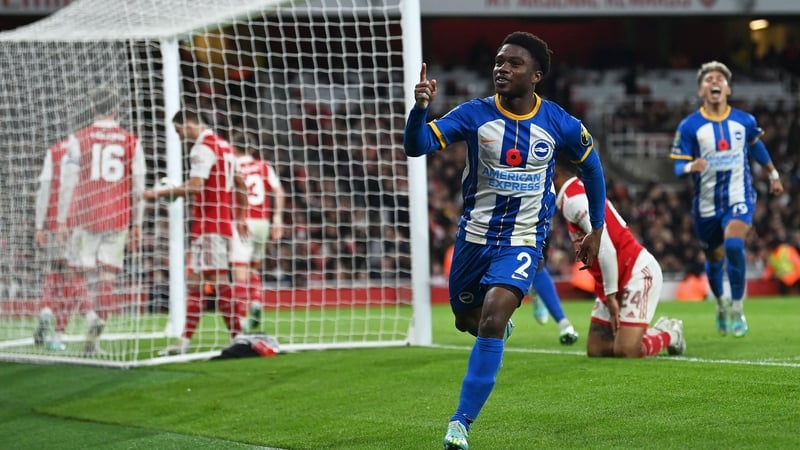 Tariq Lamptey celebrates his goal