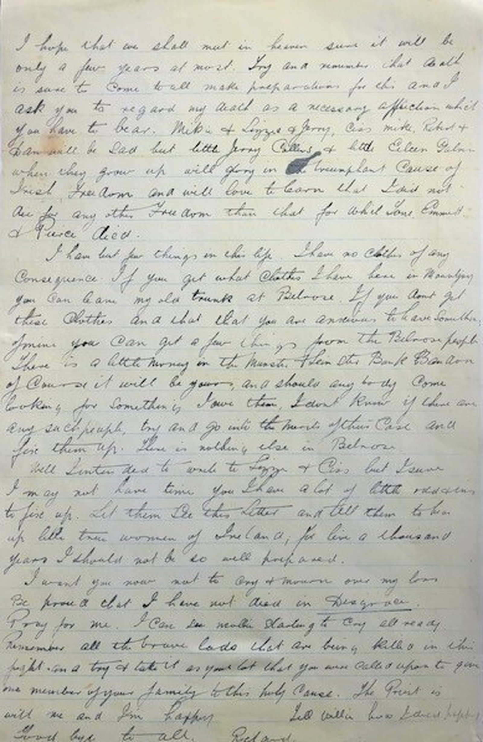 Richard Barret's final letter. Credit: The Barret family.