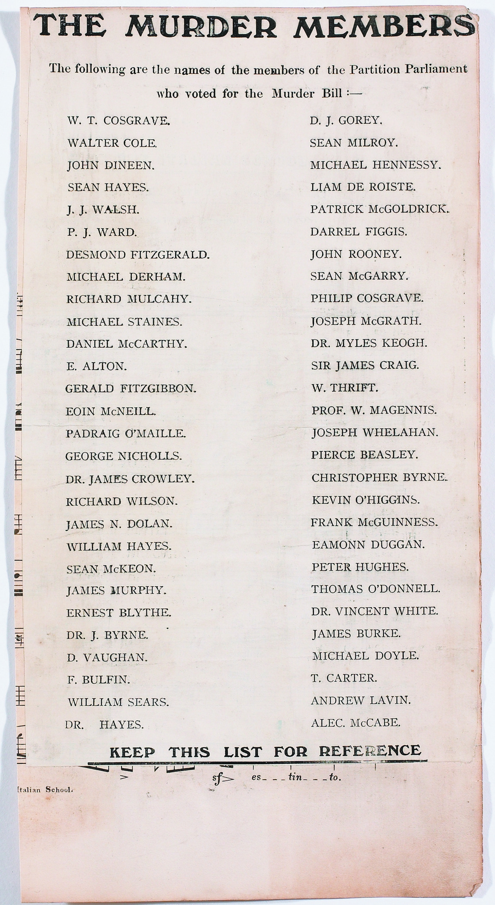 Liam Lynch's Death-list: the 'Murder Members' poster. Credit: Image courtesy of Whytes.com