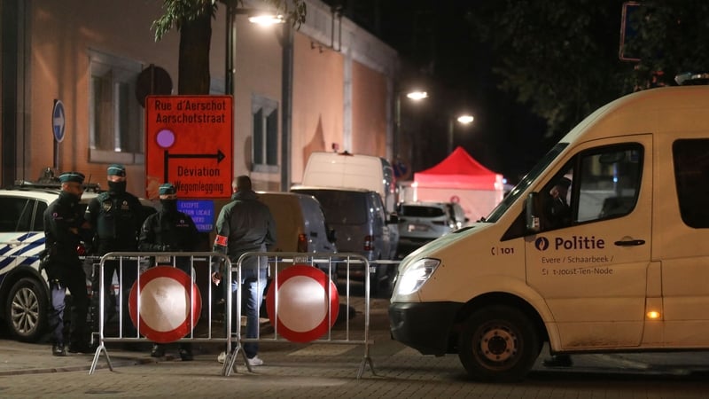 Police at the scene of the incident in Brussels