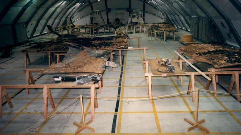 A photo from April 1986 shows the wreckage from the Space Shuttle Challenger at the Kennedy Space Centre