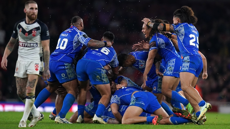 Samoa celebrate at the final whistle