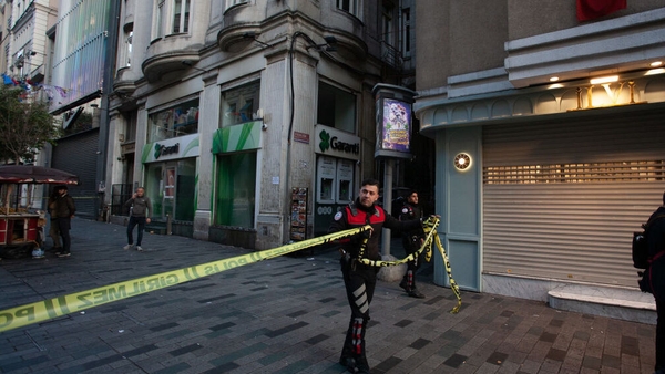 Emergency personnel secure the scene after an explosion occurred on Istiklal street