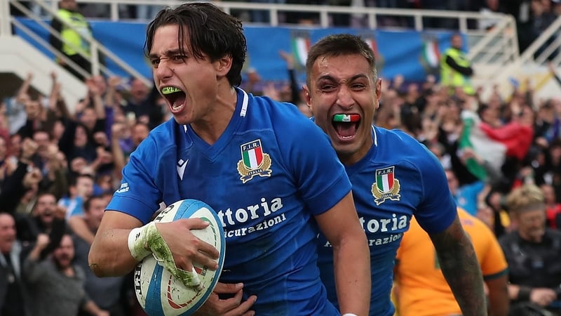 Ange Capuozzo scored two tries as Italy beat Australia for the first time