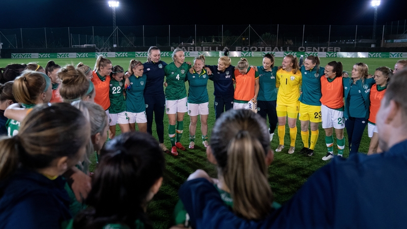 The Republic of Ireland huddle together after their win against Morocco