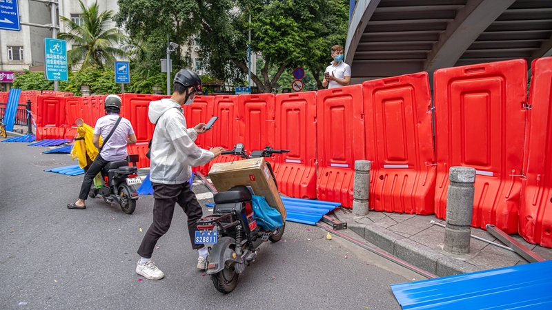 A barricade used for a Covid-19 lockdown in Guangzhou