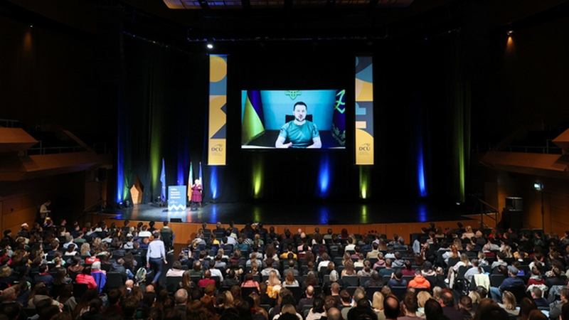 During the short speech, Volodymyr Zelensky also thanked Ireland for its support for his country (Photo: RollingNews.ie)