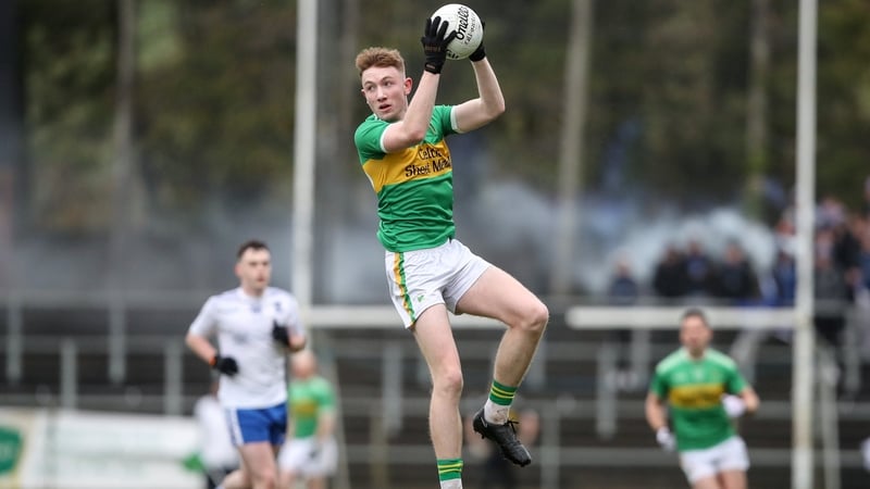 Tourlestrane's Aidan Marren rises to gather possession in their Connacht semi-final win over St Mary's Kiltoghert