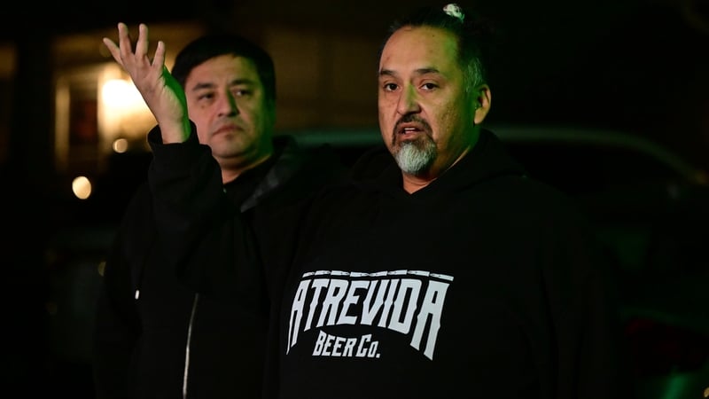 Richard Fierro speaks to the media about his action to restrain the gunman