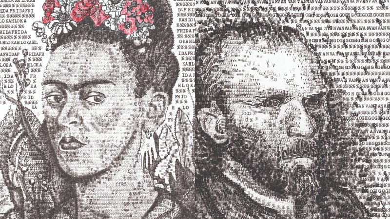 Frida Kahlo and Vincent van Gogh, as recreated by James Cook and his typewriter