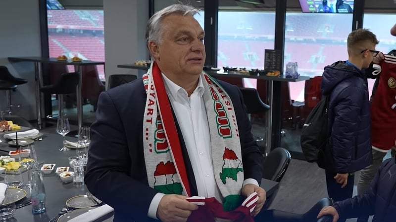 Viktor Orban attended a football match wearing the scarf (Pic: Facebook/Orban Viktor)