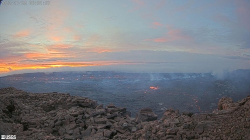 Lava is seen at Mauna Loa's summit region in Hawaii