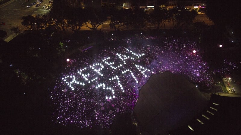 Demonstrators call for 377A to be repealed at the annual Pink Dot event in Singapore in June