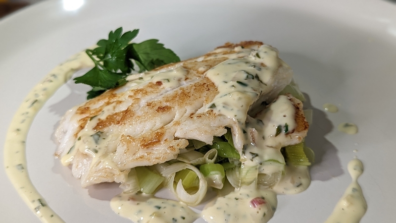 Mark Murphy's haddock, leeks and a creamy white wine sauce.