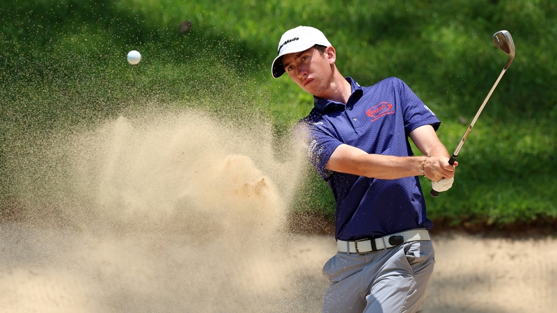 Tom McKibbin escapes the bunker on the third hole at Blair Atholl Golf and Country Estate
