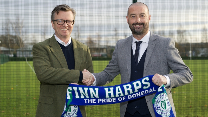 Finn Harps chairman Ian Harkin (L) with Dave Rogers Photo: Clare McCahill