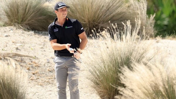 Viktor Hovland in action on day two of the Hero Challenge