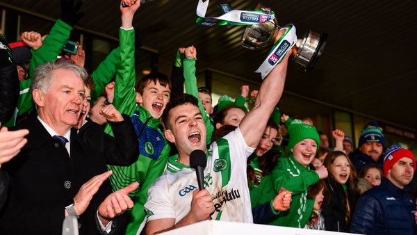 Maigh Cuilinn captain Dessie Conneely lifts The Shane McGettigan Cup