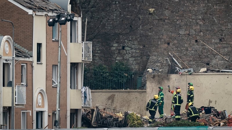 Specialist rescue teams at the scene of an explosion and fire during the weekend at a block of flats in St Helier