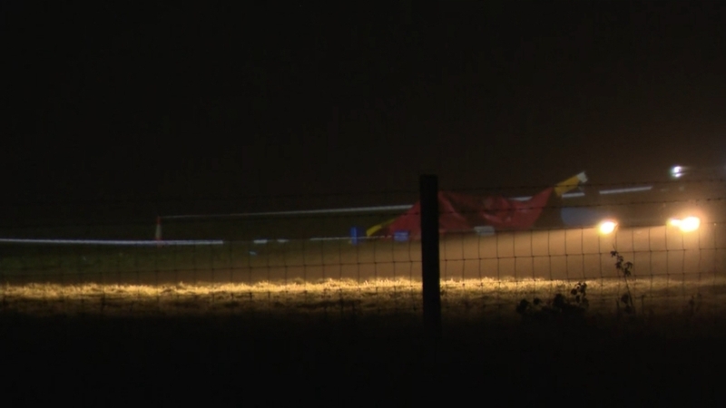 The scene of the helicopter crash in Brannockstown, Co Kildare