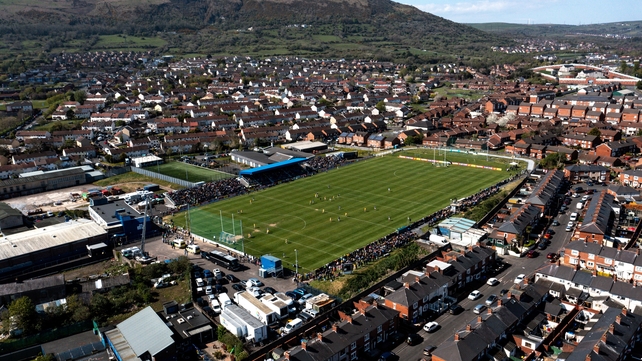23 April: Birds-eye view of Antrim v Cavan in Ulster SFC quarter-final at Corrigan Park