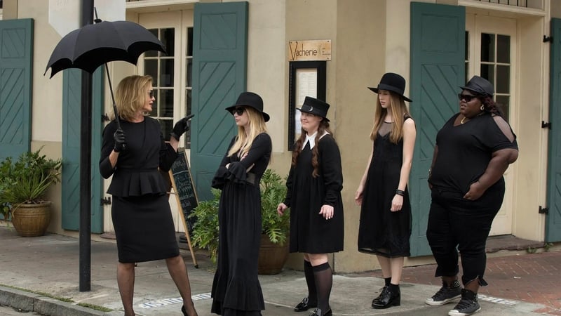 Getting witchy on the streets of New Orleans. Jessica Lange, Emma Roberts, Jamie Brewer, Taissa Farmiga and Gabourey Sidibe in American Horror StoryL Coven. Photo: Michele K. Short/ FX
