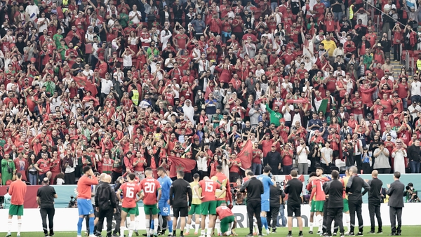 Morocco salute their fans after the loss to France