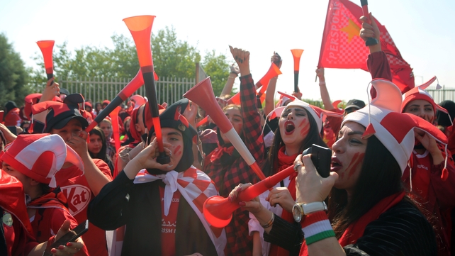 31 August: Around 500 Iranian female fans gather around the Azadi Stadium in Tehran after they allowed to attend the Iran Pro League soccer match