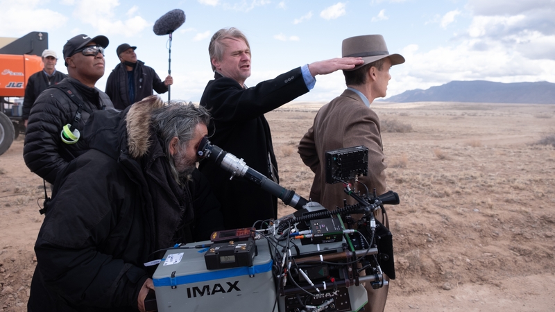 Director Christopher Nolan and leading man Cillian Murphy shooting Oppenheimer