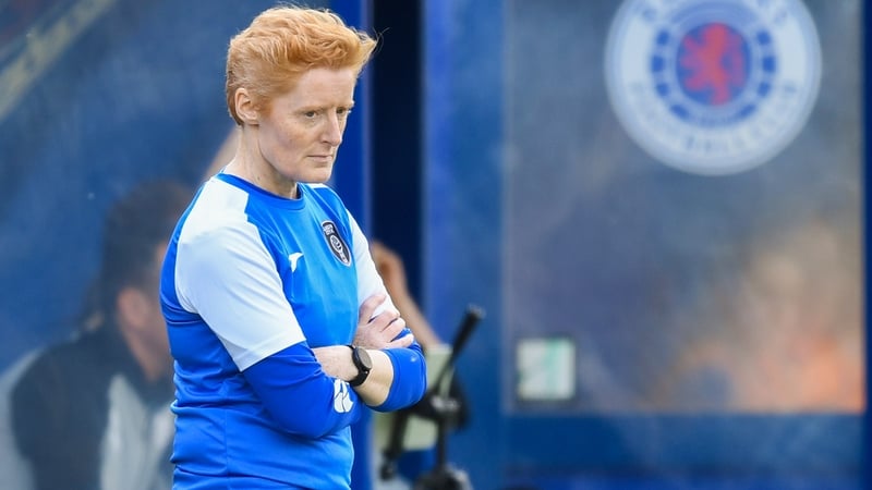 Eileen Gleeson in the away dug out against Rangers