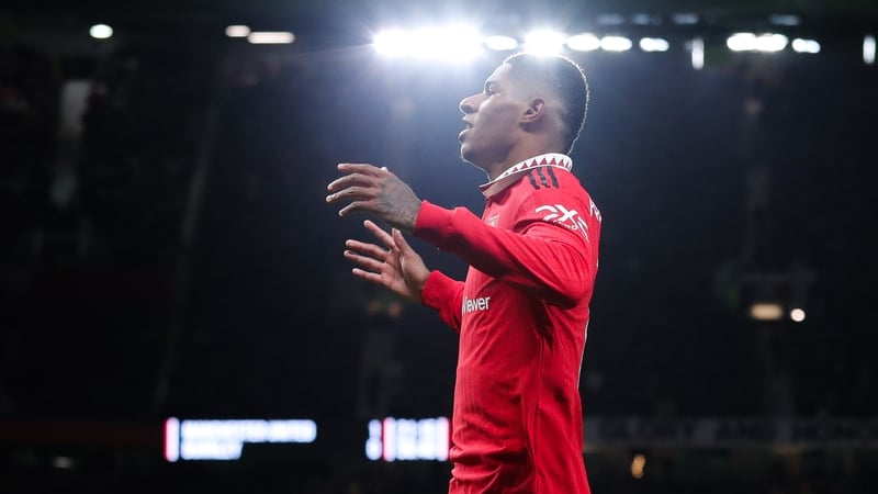 Marcus Rashford celebrates after scoring Manchester United's second goal against Burnley