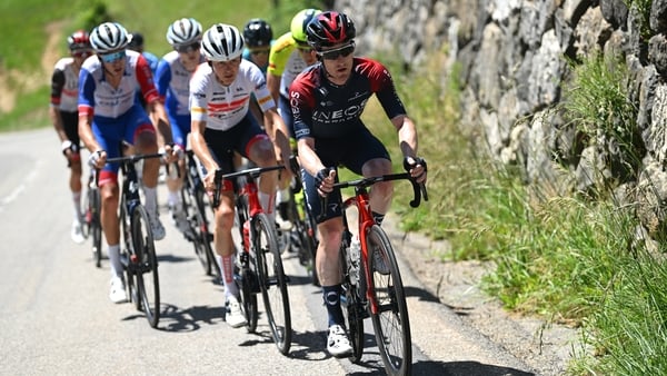 Eddie Dunbar in the Team INEOS Grenadiers colours during this year's Criterium du Dauphine