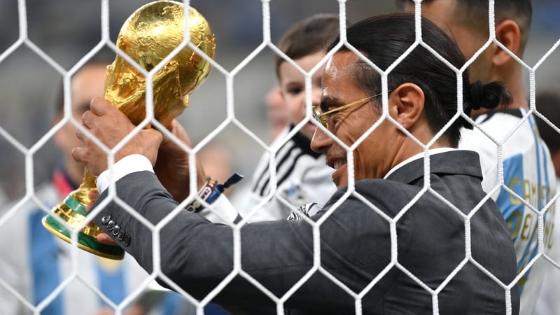 Nusret Goekce, AKA Salt Bae, holds the World Cup