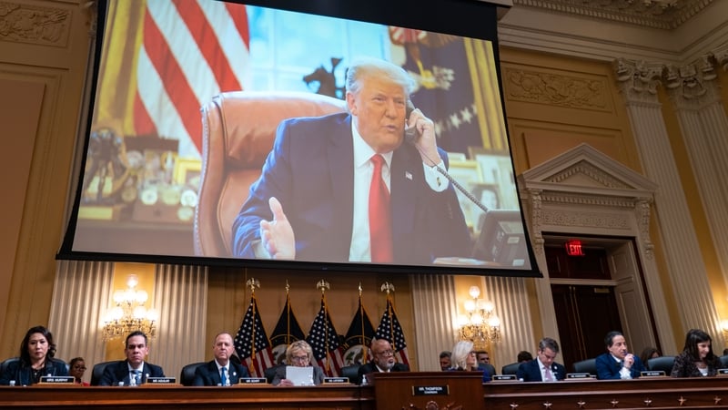 An image of Donald Trump displayed on screen as the House Select Committee conducted its final hearing earlier this week