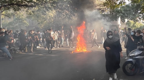 A protest in Tehran in October over the death of Mahsa Amini