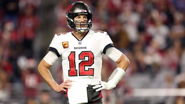 Brady reacts after a turnover on downs during the third quarter at State Farm Stadium