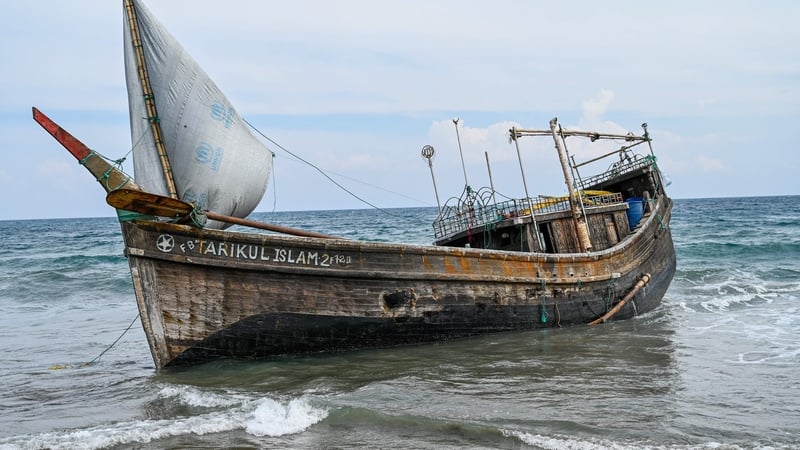 This boat carrying dozens of Rohingya refugees washed up in Indonesia on Christmas Day