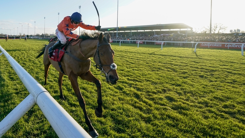 Harry Cobden riding Bravemansgame clear to win the Ladbrokes King George VI Chase