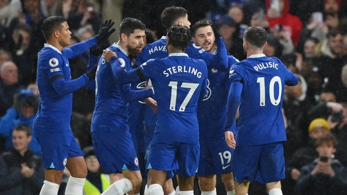 Mason Mount celebrates his goal with his Chelsea team-mates