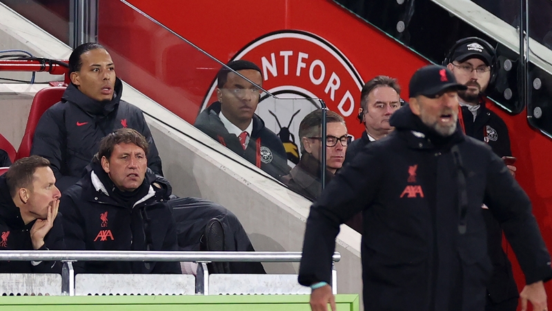 Virgil van Dijk spent the second half on the bench at the Brentford Community Stadium