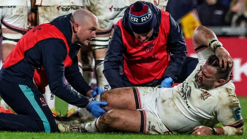 Marty Moore was stretchered off during the first half of Ulster's loss at home to Munster