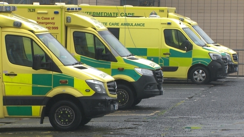 Ambulances are seen parked outside Letterkenny Hospital this afternoon